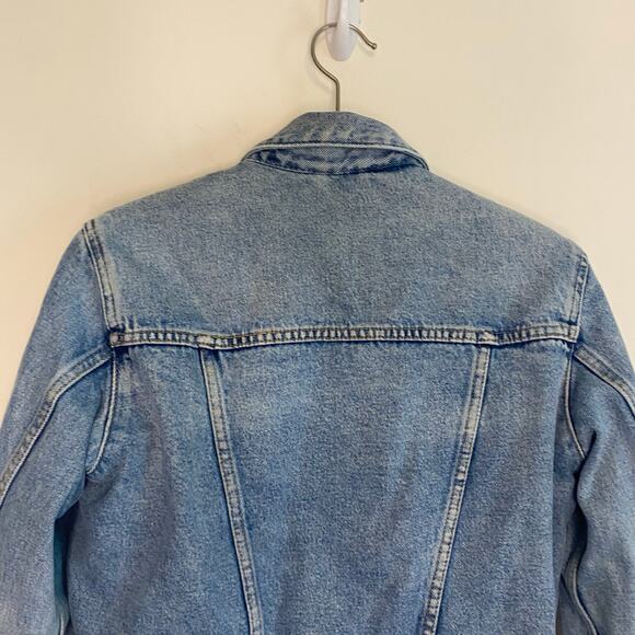 Zara Womens Blue Denim Lined Sherpa Jean Jacket Small Cropped Country Western - Picture 8 of 16